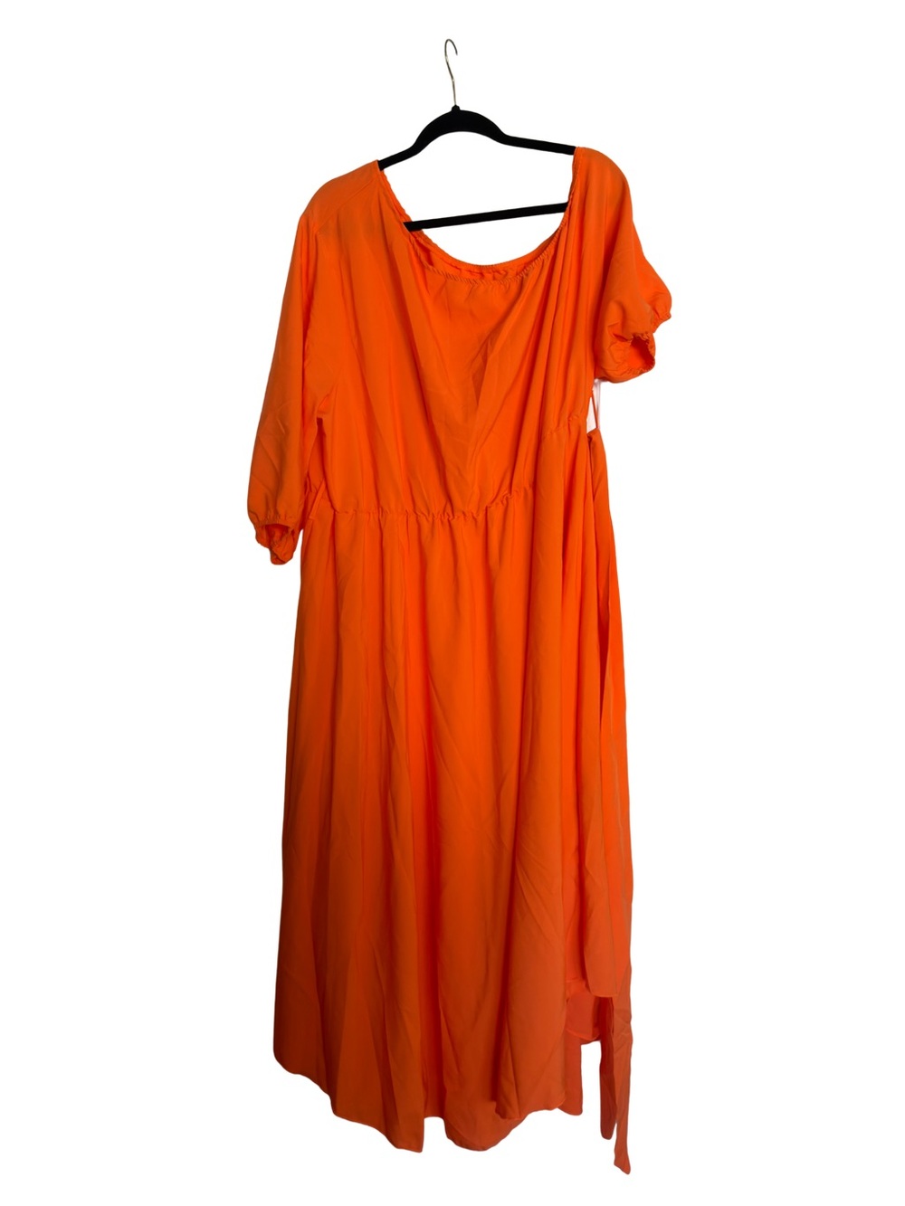 Plus Size Bright Orange Women's Midi Dress - Lightweight Summer Style